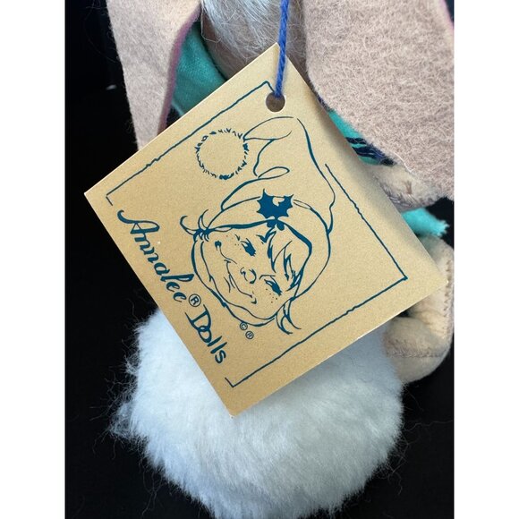 Annalee Beige Bunny Rabbit Doll With Green Blanket 6" Handcrafted Collectible Pl - Picture 5 of 11